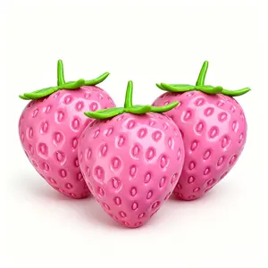 3PCS Toymendous Strawberry Squeeze Ball - 3-inch Soft Bouncy Stress Ball for Adults & Kids Aged 3+ - Fruit-Shaped Sensory Toy - Safe Durable Non-Toxic Materials