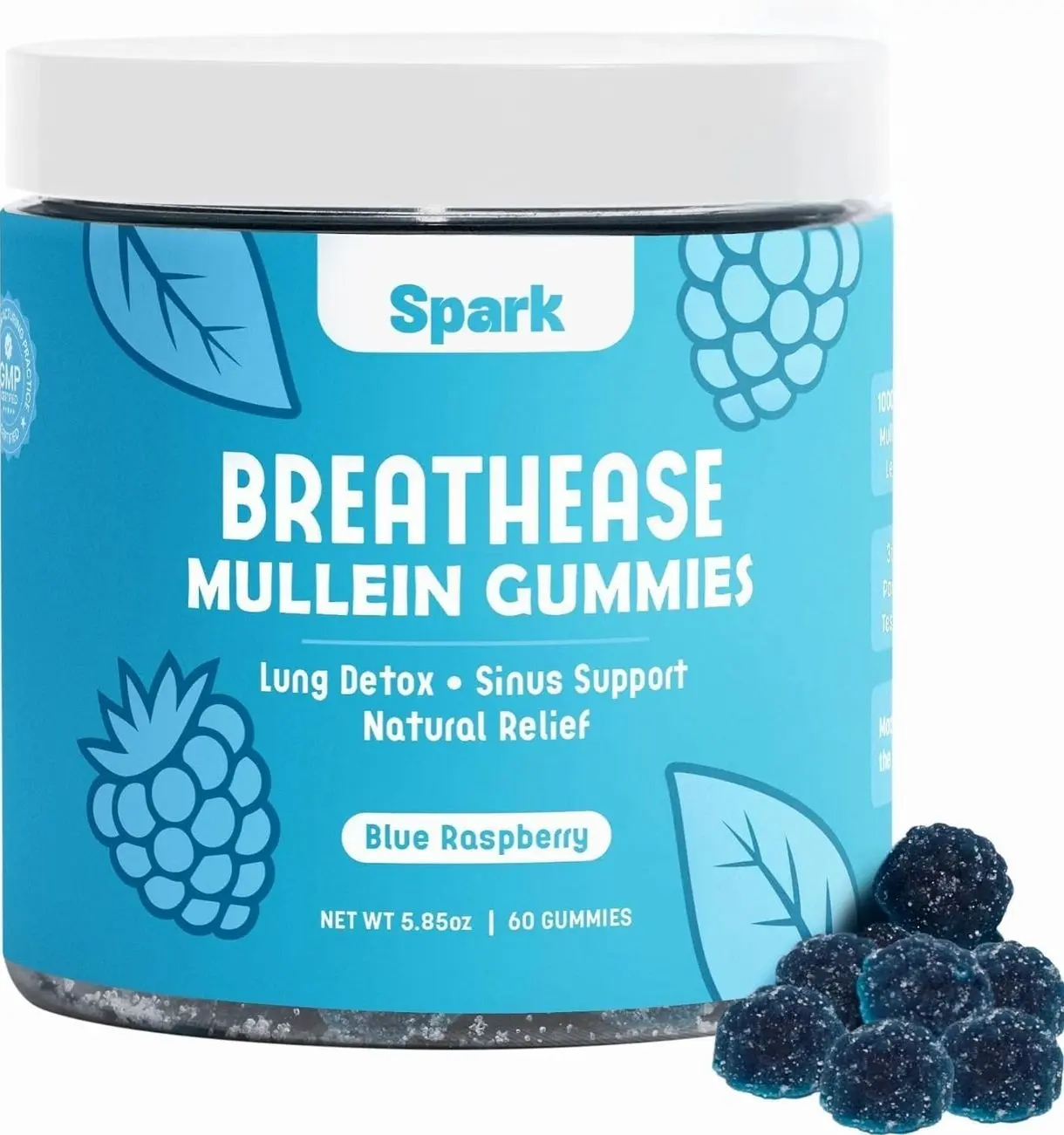 Mullein Gummies for Lungs - Lung Detox Gummies - Daily Respiratory Health Support - Cleanse for Smokers - Allergy, Sinus, and Mucus Relief - Mullein Leaf Extract for Lungs