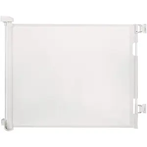 Retractable Baby Gate for Stairs – 33" Height, Expands up to 55" Width – Safety Gate for Infants, Toddlers, Dogs & Pets – Easy Install, Secure Closure, White Mesh Design for Indoor & Outdoor Use