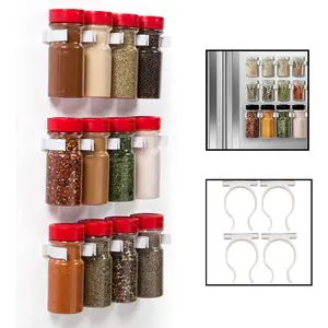 Good Cooking Magnetic Spice Rack Gripper Clips- Set of 4 Universal Spice Jar Clips - Easily Organize and Reorganize Dispensers- Great Gift for Cooks