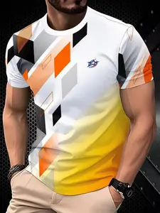 Men's Quick-Dry Polyester Fabric Shirt, Athletic Shirt, Breathable Lightweight Design, All-Season Casual Wear, Short Sleeves Fitted Style