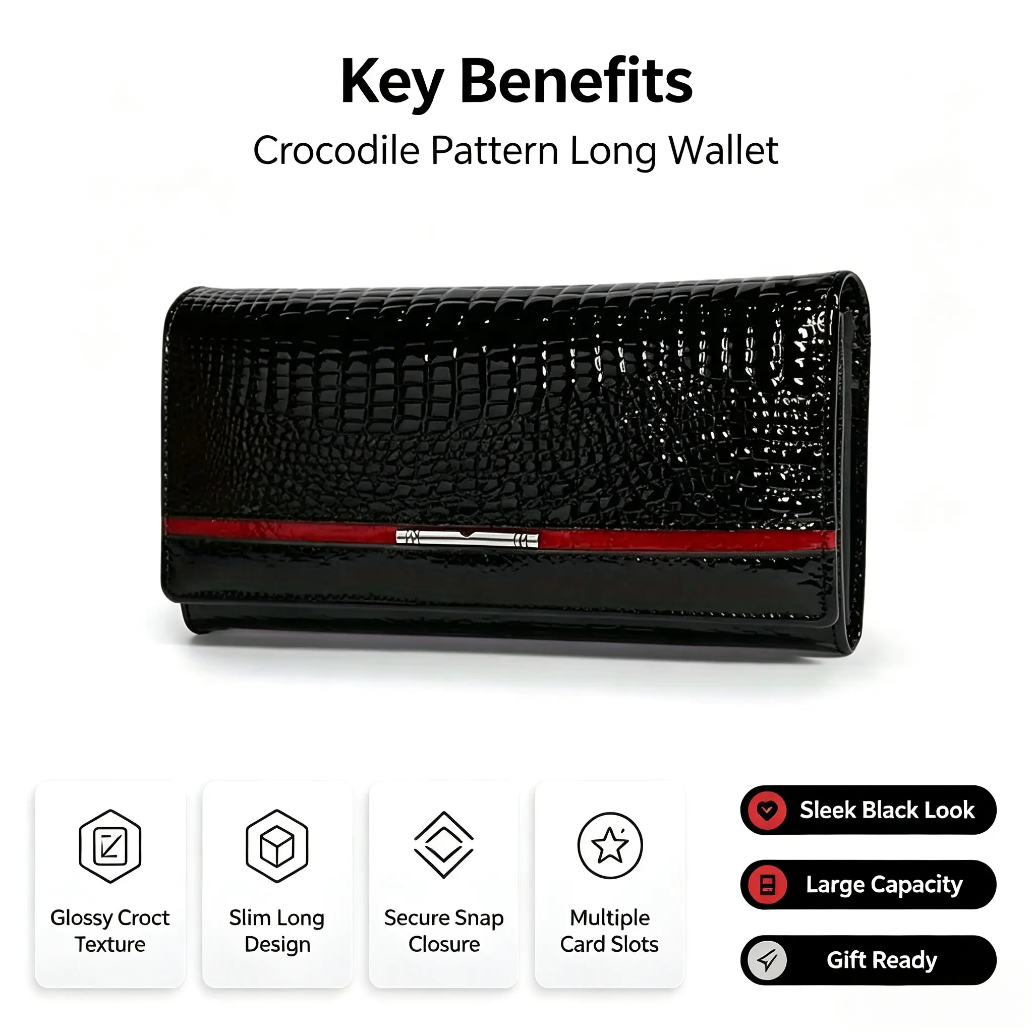 Women's Retro Genuine Leather Long Clutch Wallet - Magnetic Snap, Spacious Layout, Multiple Card Slots, Casual High-Capacity Everyday Accessory, A1, C1