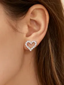 Elegant Heart-Shaped Zircon Earrings for Women, Fashionable Jewelry, Versatile and Chic, Perfect for Weddings and Parties
