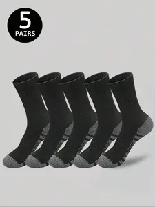 Boys' Striped Mid-Calf Socks, Casual Soft Socks, Elastic Socks, Comfortable & Stylish, 2/5/10/20 Pairs, Ages 8-16, Ideal for Daily Wear, Sports, Fitness, All Seasons