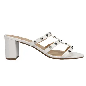 VANELi Womens Mayda Studded Block  Dress Sandals Mid Heel 2-3" - White