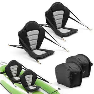 Kayak Seat 2-Pack 0.5 Inch Thick Universal Paddle Board Seat With Back Support, Sit-On-Top Soft Padded Cushion, Storage Bag, And Adjustable Straps For SUP, Canoe, Fishing Boat, Inflatable Kayak, Outdoor Water Sports Gear