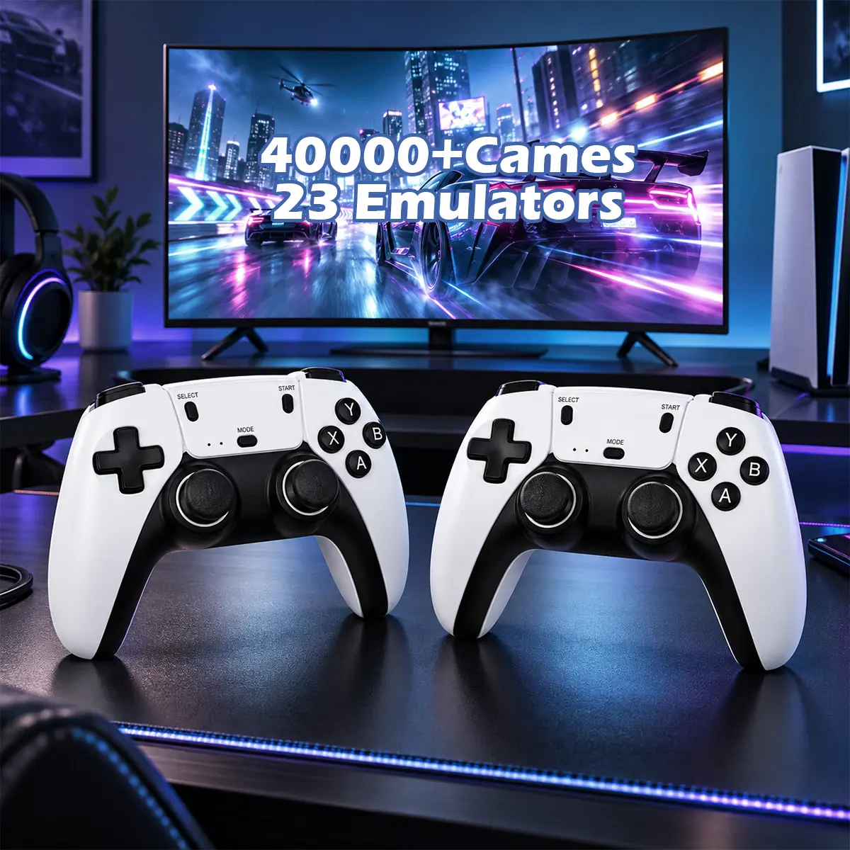 2026 Retro Plug Play Wireless Video Gamepad Console - 23 Emulators, 40000+ Games 2 Wireless Controllers, No PS2/N64/Gamecube, HD Output, Built-in Games, Portable Gaming System, Cool Gadgets - Unique Gifts for Men, Thanksgiving