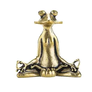 Exquisite Metal Kung Fu Frog Incense Holder, Meditation Frog Statue for Yoga and Rest, Elegant Desktop Home Decoration