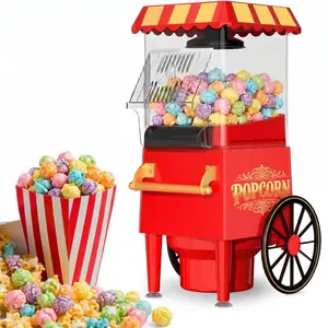 OSTBA 1200W Electric Hot Air Popcorn Maker, Oil-Free Healthy Popper with Measuring Scoop, 12-Cup Capacity Retro Red Popcorn Machine, Stainless Steel, Compact Easy-Clean for Home Movie Nights, Parties & Christmas