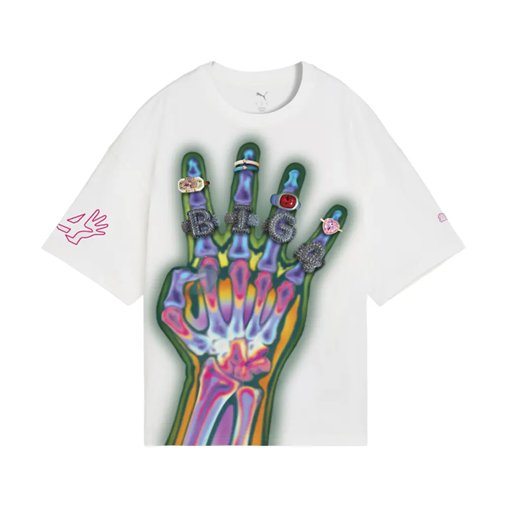PUMA Mens Flau'jae Oversized Graphic Casual Tops Casual - White
