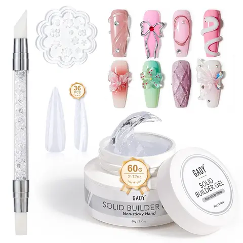 GAOY 60g 3D Sculpting Gel for Nails Carving Modeling and Extension, Clear | Non‑Sticky Hand, Solid Builder Hard Gel, UV Light Cure, Salon & Home DIY Nail Art