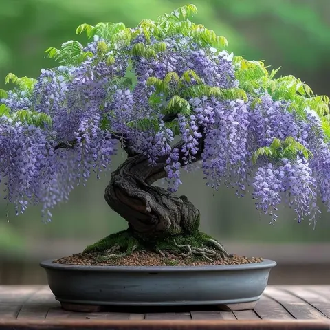 CZ GRAIN Purple Wisteria Trainable Bonsai Tree Seedling - 1 Seedling, Bloom-Ready Vines, Easy Care, Partial Sun, Upright Form, Yard Floral Trees, Outdoor Landscaping Home Garden Supplies (Boxed Pack)