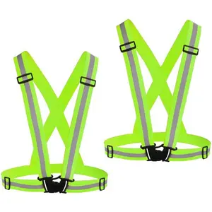 Reflective Vest Running Gear 2Pack, High Visibility Adjustable Safety Vest For Night Cycling, Hiking, Jogging, Dog Walking
