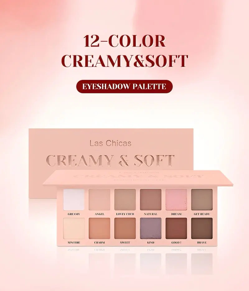 Professional 12-Color Neutral Eyeshadow Palette | Matte, Shimmer, Glitter | Long-Lasting & Highly Pigmented