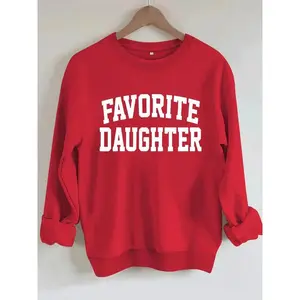 Women’s casual favorite letter-print hoodie, soft long-sleeve crewneck sweatshirt, all-season comfort