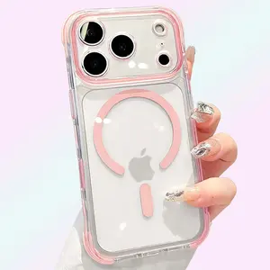 Anti-drop Protection Full Coverage Lens Phone Case for iPhone 14-17 Pro Max Magsafe Dustproof Magnetic Wireless Shockproof Protector for Girls & Boys