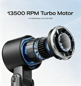 Upgraded 3-IN-1 Handheld Ice Cooling Fan,5 Gear High Speed 25550RPM Turbo Personal Fan,4000mAh Rechargeable Mini Fan Up to 12 Hours Runtime,180° Foldable Desk Neck Fan with Lanyard,Lightweight Portable Fan forTravel Beach Camping Outdoor Summer Essentials