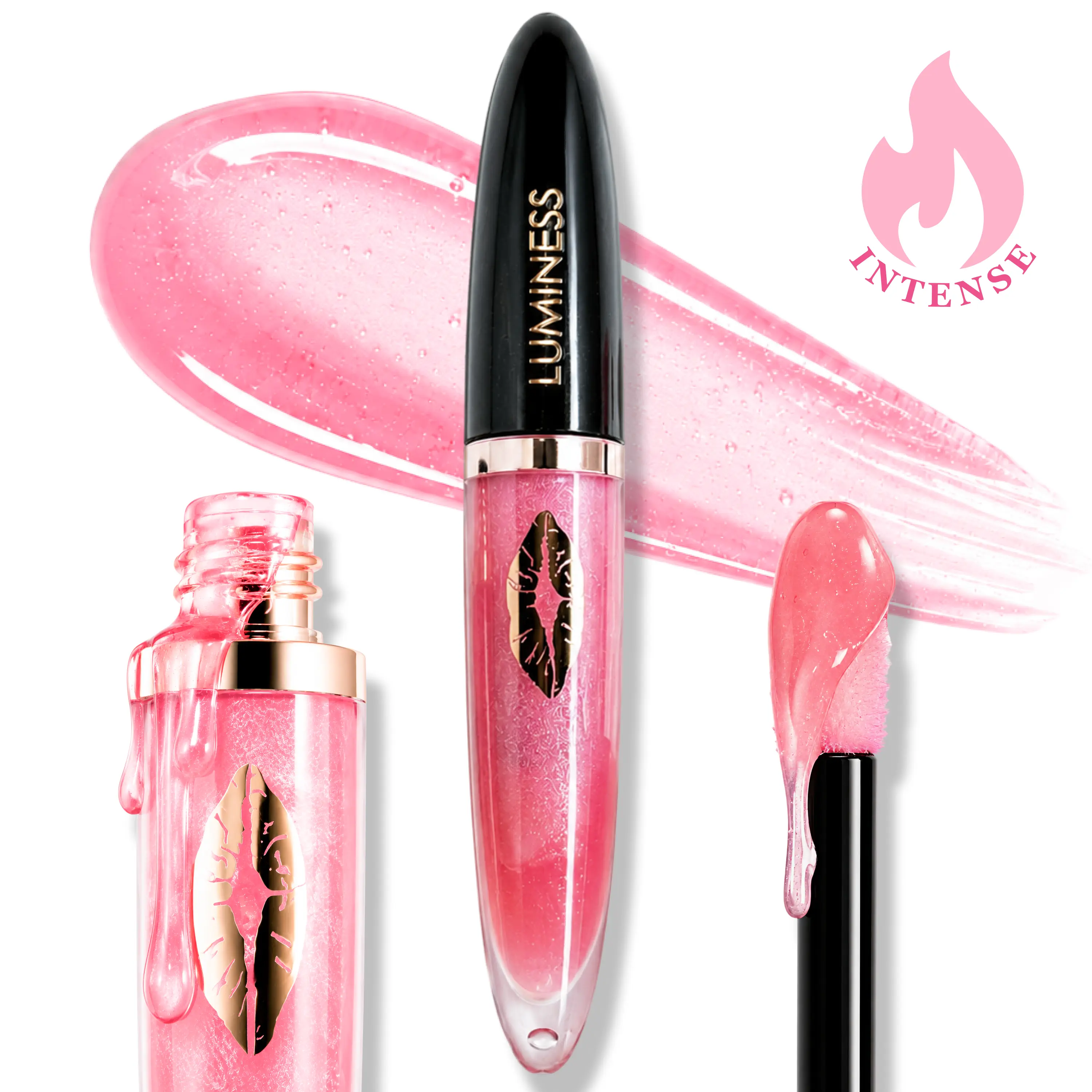 LUMINESS Hot Kiss Lip Booster  Plumper | Maximum Plumping Lip Gloss for Fuller-Looking Lips, Hydrating, Moisturizing & Revitalizing Lip Stain with Shea Butter & Vitamin E, Lip Moisturizer, Vegan & Cruelty-Free