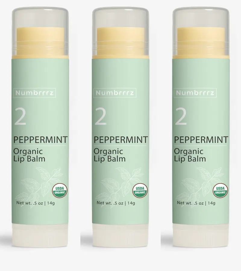 Numbrrrz Organic Peppermint Lip Balm - Refreshing Formula for Daily Use - USDA Organic Certified - 0.5 oz / 14g