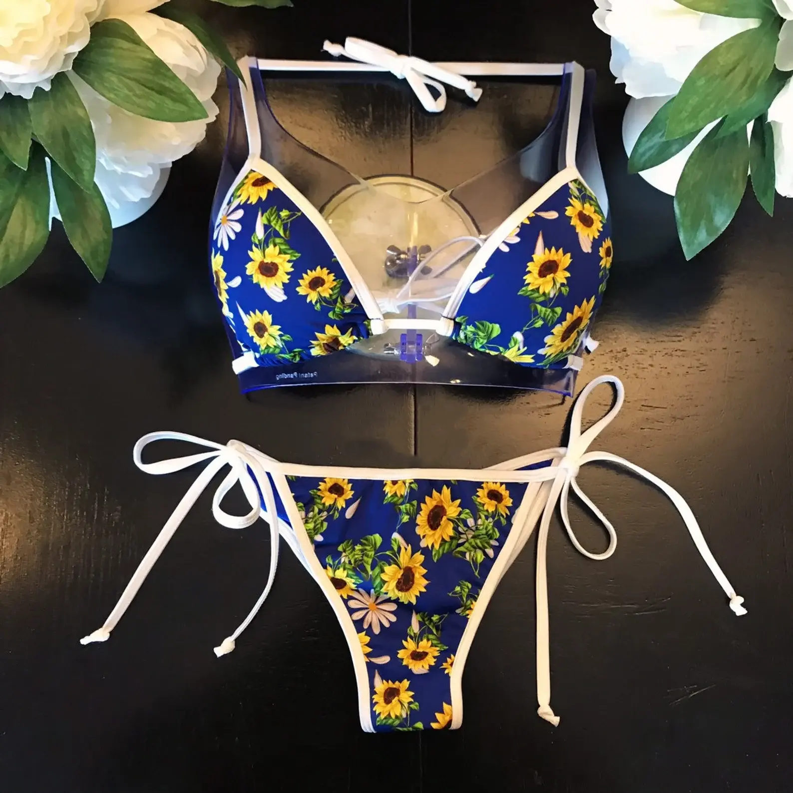 Sweet Sunflower String Bikini Set, Floral Summer Swimwear for Women, Cute Beach Vacation Swimsuit, Tropical Pool Party Outfit