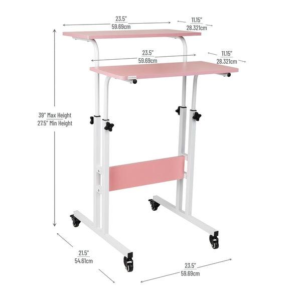 Standing Desk, Adjustable Height, Computer Desk, Laptop Desk, Portable, Rolling