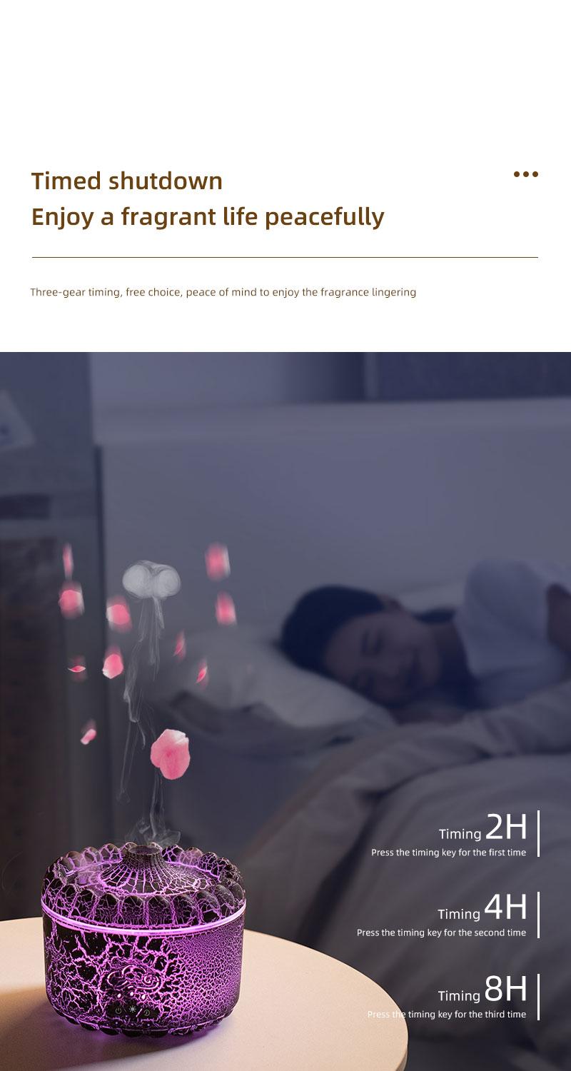 New volcano aromatherapy machine desktop essential oil diffuser double spray flame humidifier home night light ornament wireless remote control hu