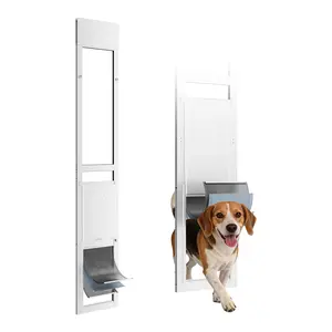 VEVOR Dog Door for Sliding Glass Door, 75 7/8" to 80 11/16" Adjustable Height, Aluminum Alloy Frame with Flap and Rotating Hinge, Lock Design, for Large-Sized Dogs, Sliding Glass Pet Doors for Renter