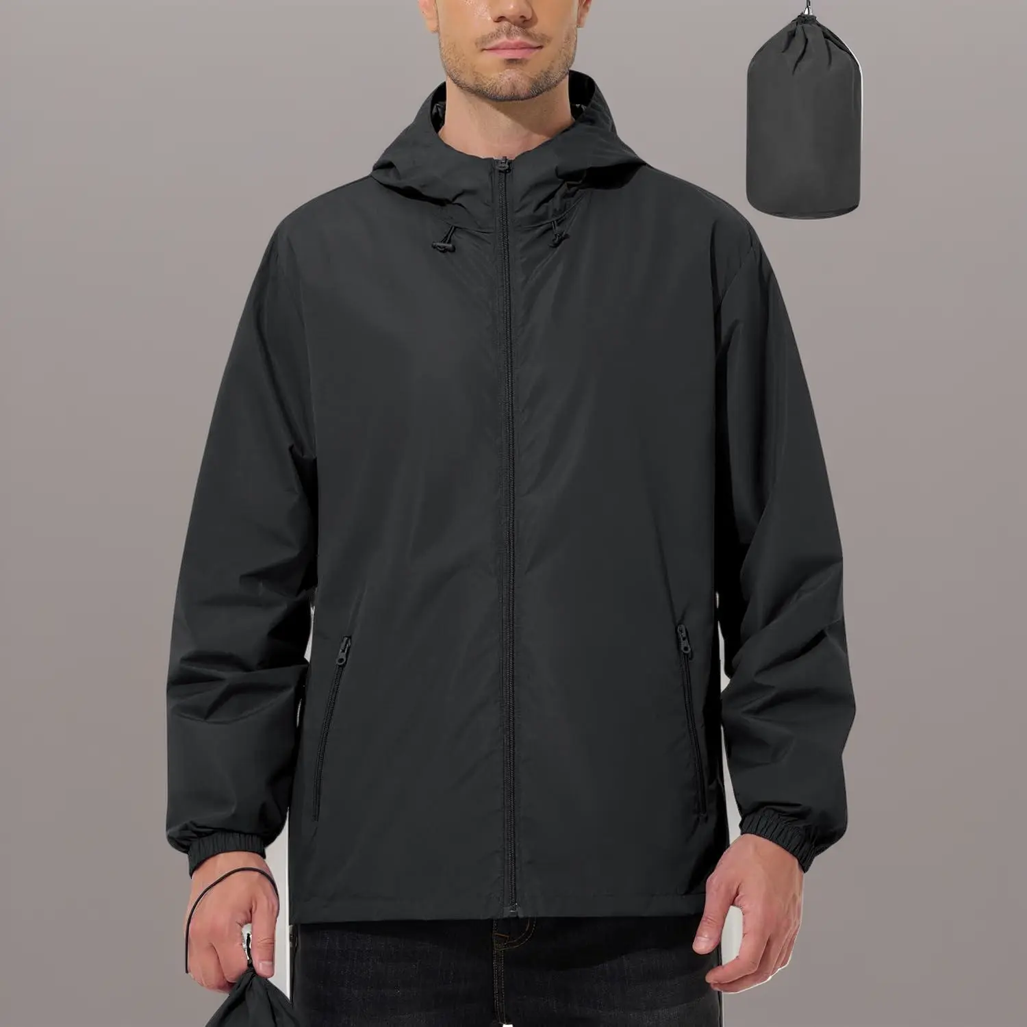 Dog & Cat Waterproof Windproof Hooded Rain Jacket - Lightweight Packable Waterproof Outdoor Wear, Hiking & Cycling Gear