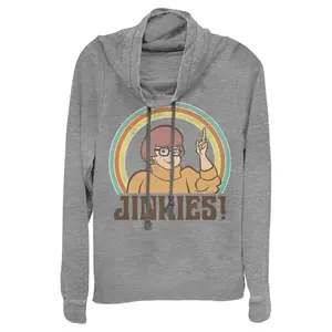 Juniors Womens Scooby Doo Velma Jinkies Retro Cowl Neck Sweatshirt