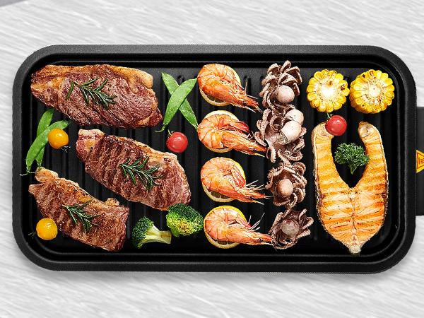 Pukomc Corded 2-in-1 Electric Indoor Nonstick Grill & Pan - 1800W Smokeless, Temperature Control, Removable Non-Stick Plate, Grill Net, Dishwasher Safe Compact Kitchen Appliance for Couples, Healthy Meals, Family Fun, Kitchen Supplies Pukomc Corded 2-in-1 Electric Indoor Nonstick Grill & Pan - 1800W Smokeless, Temperature Control, Removable Non-Stick Plate, Grill Net, Dishwasher Safe Compact Kitchen Appliance for Couples, Healthy Meals, Family Fun, Kitchen Supplies