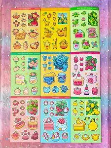 Cute Fruit Animals Stickers - 4x6 Vinyl Sheet