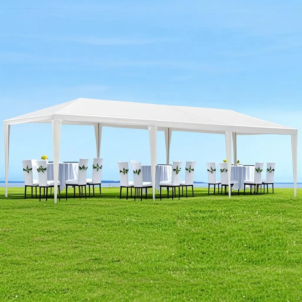 10x30 FT Classic Metal Gazebo - Waterproof Canopy, Light Sun Protection, Push-Pull Locking Frame, Spacious Atmosphere for Garden Parties, Receptions, Outdoor Patio Shelter (No Sidewalls, Excellent Airflow, Includes Stakes), Sturdy