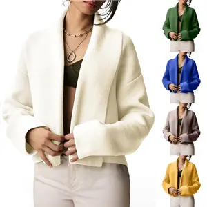 Yeokou Womens Cropped Cardigan Open Front Shawl 2025 Fall Trendy Long Sleeve Sweater Jacket