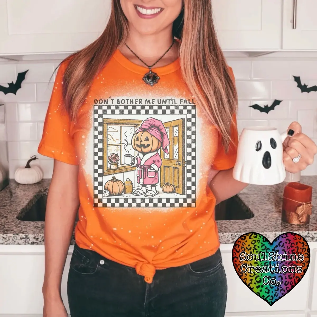 Don’t Bother Me Until Fall Distressed Bleached Halloween Tee-Unisex Shirt-Sublimation Print