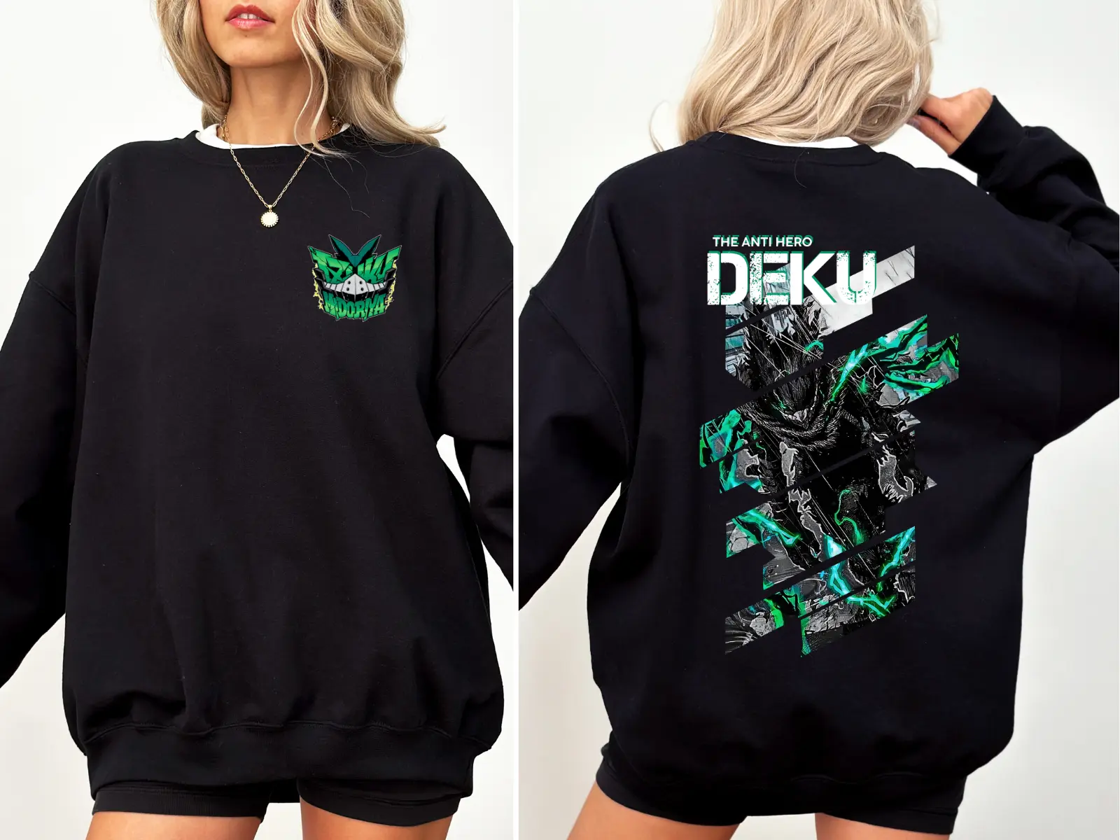 Izuku Midoriya MHA 2 Sided Sweatshirt, Deku My Heroes Academiia Shirt, DekuSweater, Gift For MHA Fans, For Men, For Women