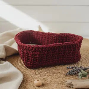 Heart Shaped Macramé Basket - Handmade Storage Organizer