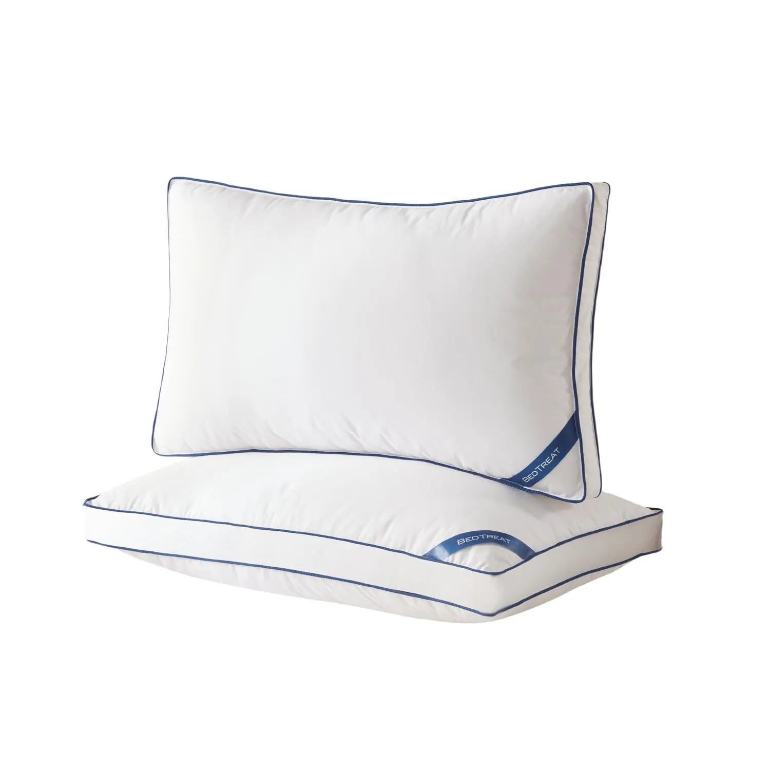 BedTreat Goose Down Feather Pillows Standard Size Set of 2, Luxury Soft Hotel Quality pillows for Sleeping, Organic Cotton Cover Bed Pillows