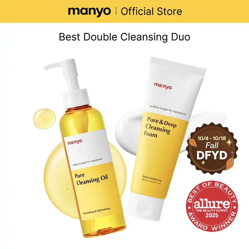MANYO Best Double Cleansing Duo, Pure Cleansing Oil 4.73 fl oz (140ml), Pure & Deep Cleansing Foam 4.05 fl oz (120ml), Blackhead Remover, Korean Skin Care