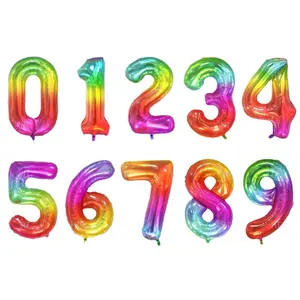 40 inch Rainbow Giant Number Foil Balloon Tiktok Jelly Bean Huge Helium Floating Balloons for Birthday Anniversary Baby Shower New Year Sweet 16 Dirty 30 Decoration