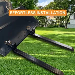 4000 lbs Clamp-On Pallet Forks for skid loader Heavy-Duty 60" Dual-Screw Secure Clamp Adjustable Load Stabilization for Farm & Construction