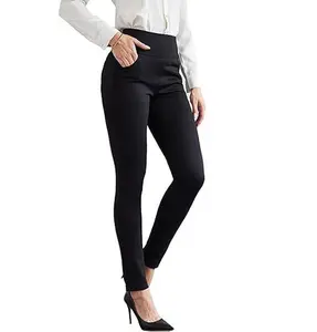 Women's Dress Pants Skinny High Waist Pull on Pants with Pockets Comfort Stretch Slim Fit Work Business Office Pants Trouser 27"/29" Petite (Short) and Regular Length