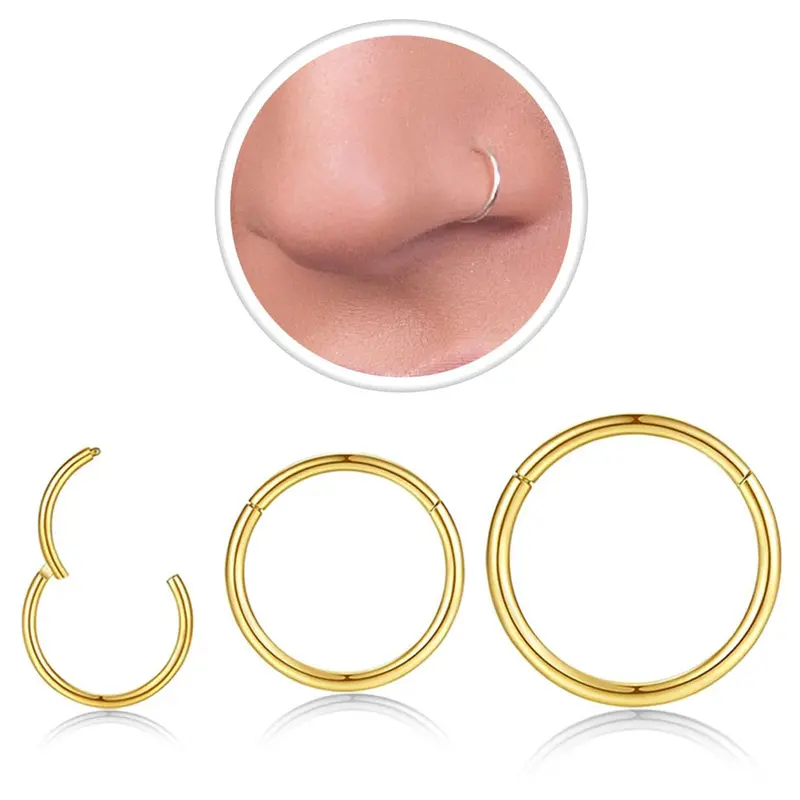 Minimalist Plain Color Nose Ring, Spiral Nose Ring, Stainless Steel Nose Ring, Lip Ring, for Helix Cartilage Conch Rook Body Piercing Jewelry