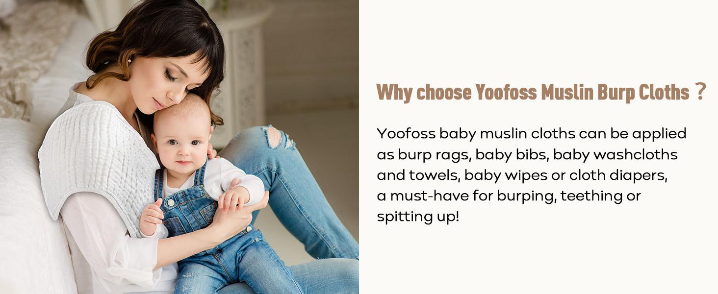 Yoofoss Muslin Wash Cloths Set of 10 Pack for Boys and Girls - 100% Cotton Baby Bath Face Towel Washcloths, Large 20''X10'' Super Soft and Absorbent