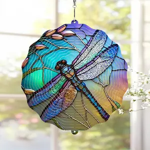 1 PC 8in/12in 3D Blue Dragonfly Decorative Rotating Wind Chime, 360 Degree Rotating Stainless Steel, For Garden, Outdoor Patio, Porch, Lawn, Window, Living Room Decor, Ideal Gift For Relatives, Friends & Colleagues