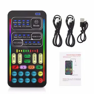 Voice Changer Microphone Bluetooth Mic Wireless For iPhone Android Mobile Cell Phone PC Mini Live Sound Card Mixer Recorder Kit computer outdoor streaming KTV broadcast equipment Live Broadcasting Equipment