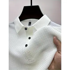 Manfinity Homme Men Fashionable Business Casual Work Summer Comfortable Collar Polo Shirt, All-Match Style, For Husband