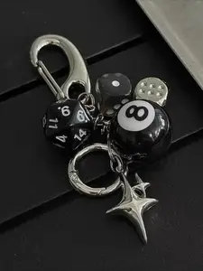 Fashion Dice Keychain, Punk Style Star Design, Unisex Fashion Accessory, Universal Bag Charm, Alloy Keychain for Men and Women