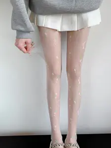 Japanese Jk Milk Jacquard Stockings, Cute Baroque Pattern, Thin Summer Tights, Lolita Sweet Full-Length Socks, All Seasons