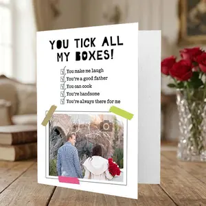 Personalized Card with Photo Custom Couple Name & Message 5x8 Inches Folded Greeting Card Romantic Gift for Wife Husband Boyfriend Girlfriend