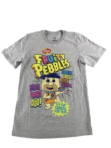 Fruity Pebbles Shirt Mens Small Gray Flintstones Fred Flintstone Graphic Tee